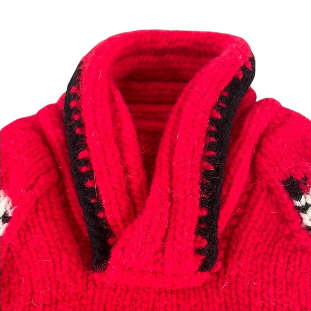 Chilly Dog Red Reindeer Wool Dog Sweater Hand Knit‎ Fair Isle Pet Apparel